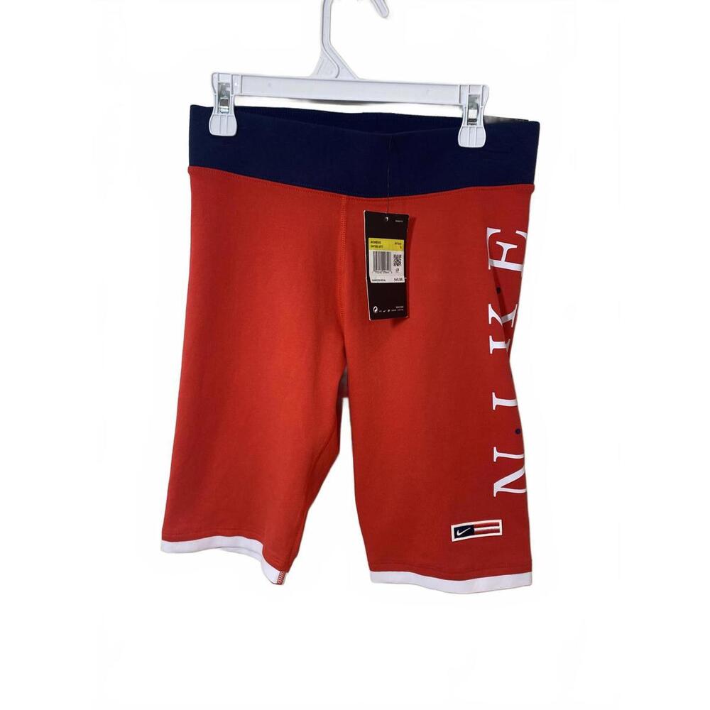 Nike Womens's Red and Navy Blue Athletic Shorts TIght Fit Size Small NWT